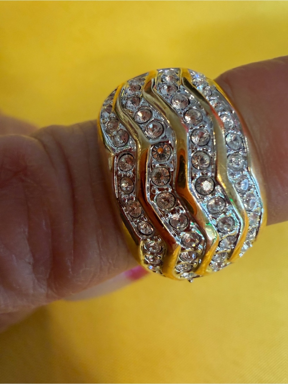 Park Lane Two-Tone Crystal Wave Ring Size 7